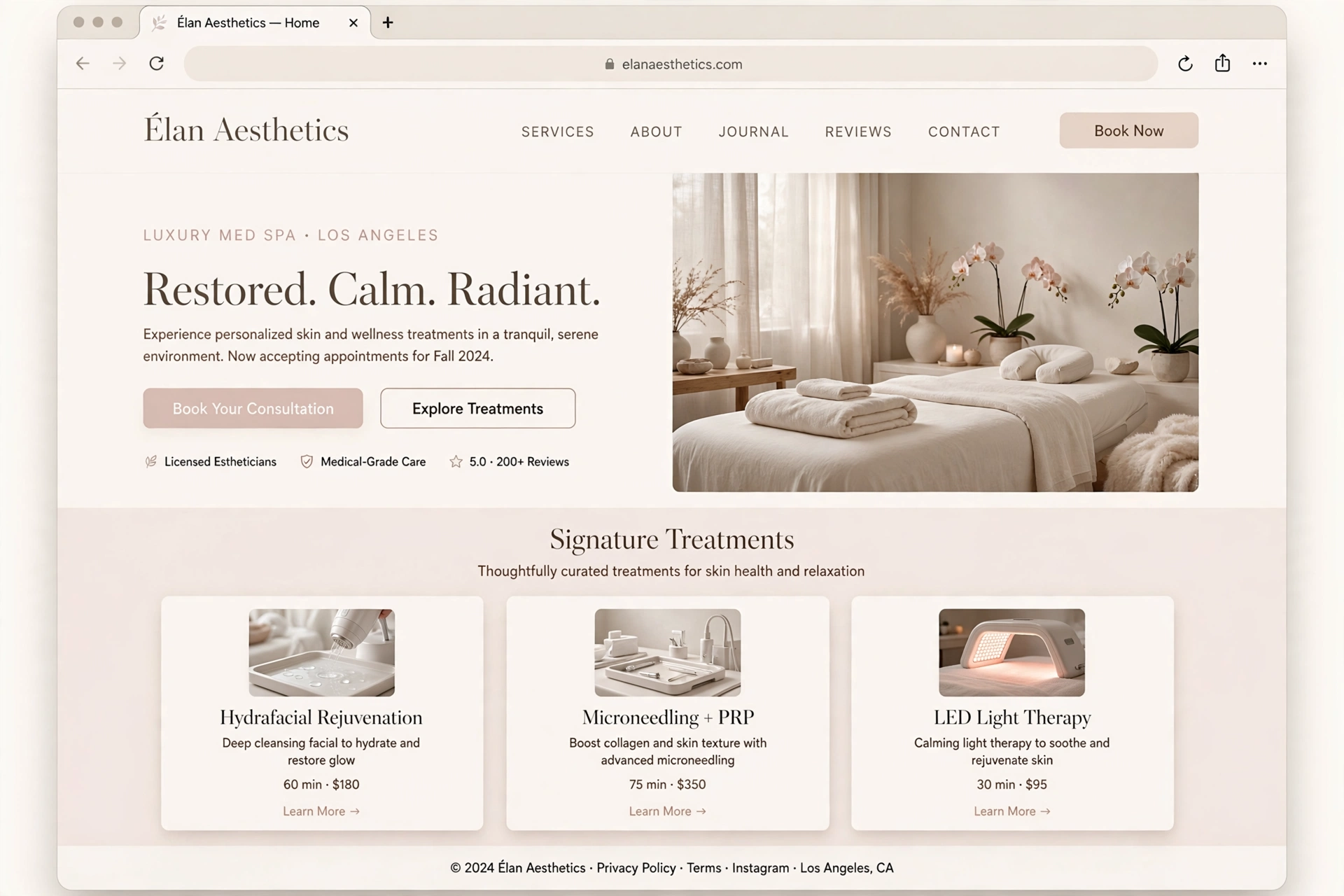 Elan Aesthetics med spa website concept