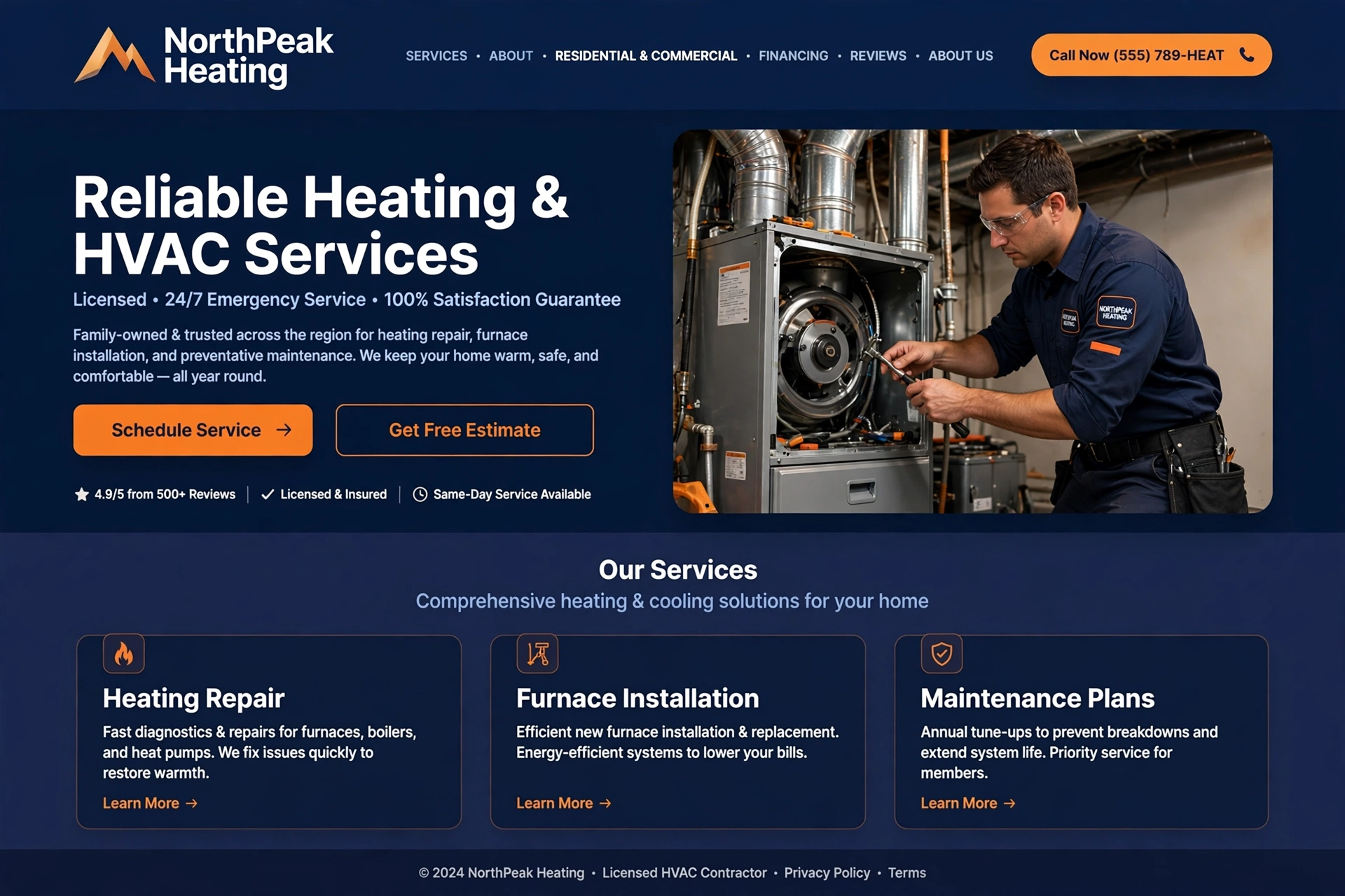 NorthPeak Heating website concept