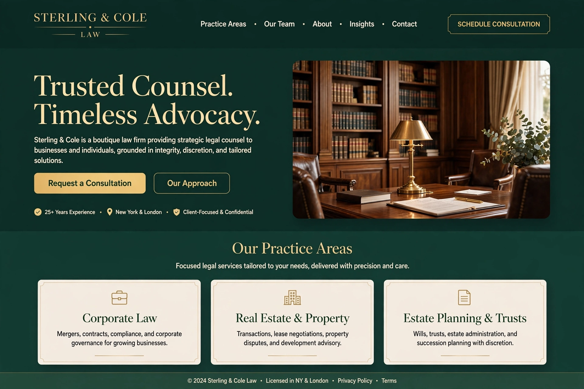 Sterling and Cole Law website concept